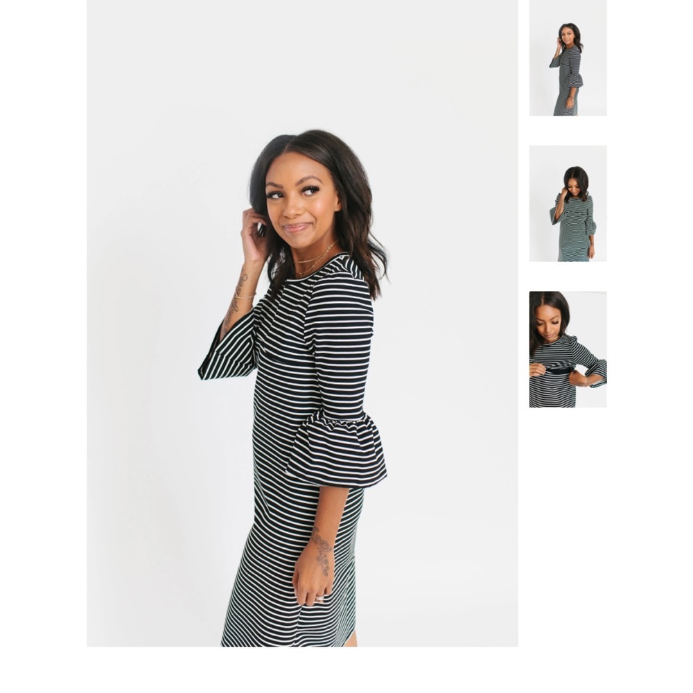 Stripped Zipper nursing breastfeeding dress
